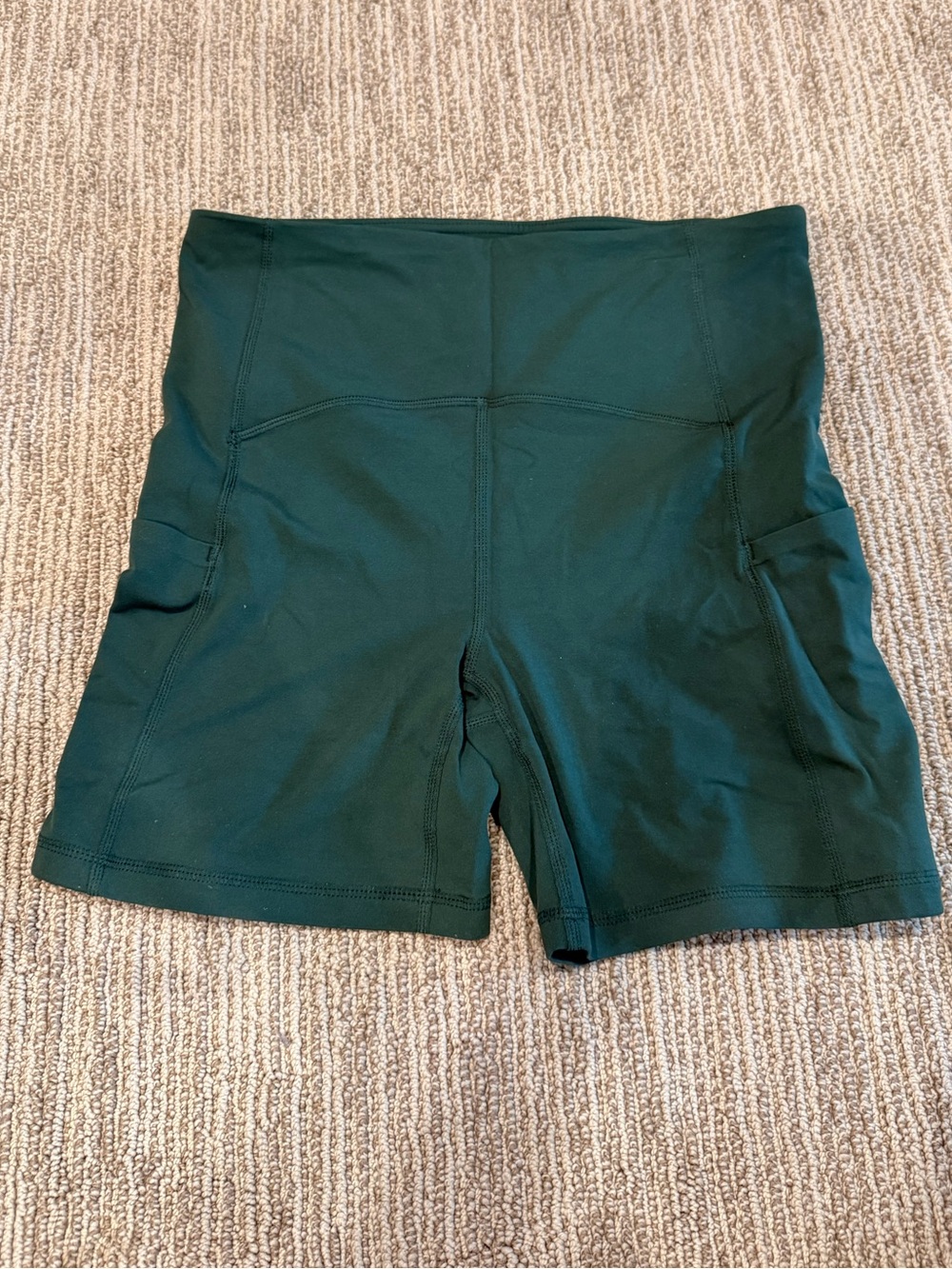 Zella Forest Green High-Rise Bike Shorts with Side Pockets